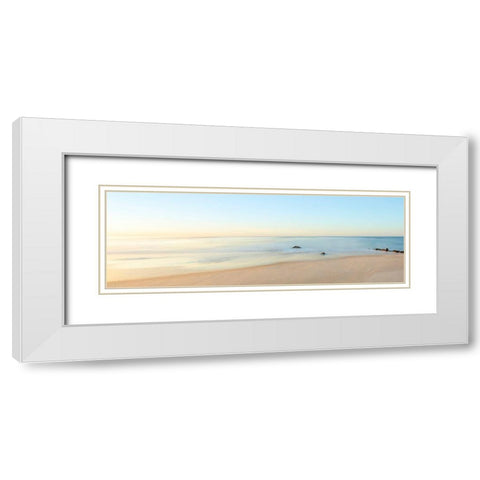 Beachscape Panorama II White Modern Wood Framed Art Print with Double Matting by McLoughlin, James