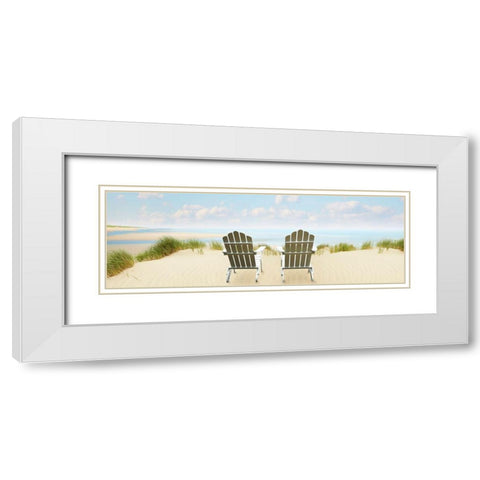 Beachscape Panorama VI White Modern Wood Framed Art Print with Double Matting by McLoughlin, James