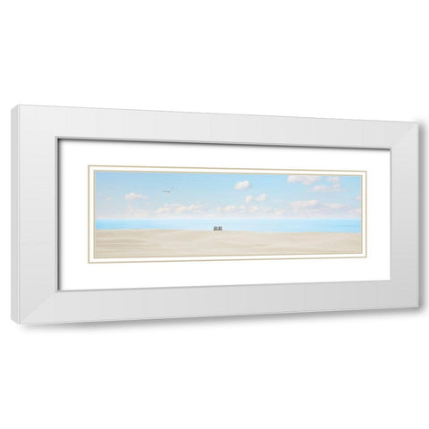 Beachscape Panorama VII White Modern Wood Framed Art Print with Double Matting by McLoughlin, James