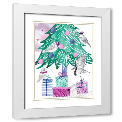 December Tree II White Modern Wood Framed Art Print with Double Matting by Wang, Melissa