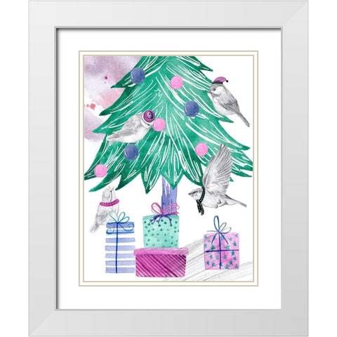 December Tree II White Modern Wood Framed Art Print with Double Matting by Wang, Melissa
