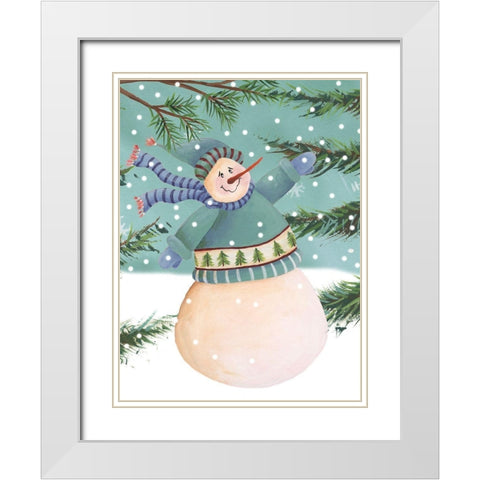 Snow is Falling I White Modern Wood Framed Art Print with Double Matting by Moore, Regina