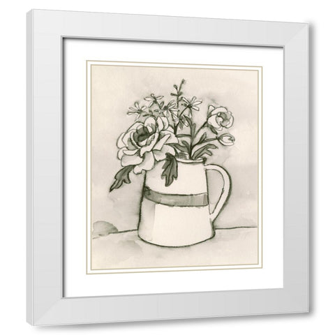 Bouquet Scribble II White Modern Wood Framed Art Print with Double Matting by Caroline, Emma