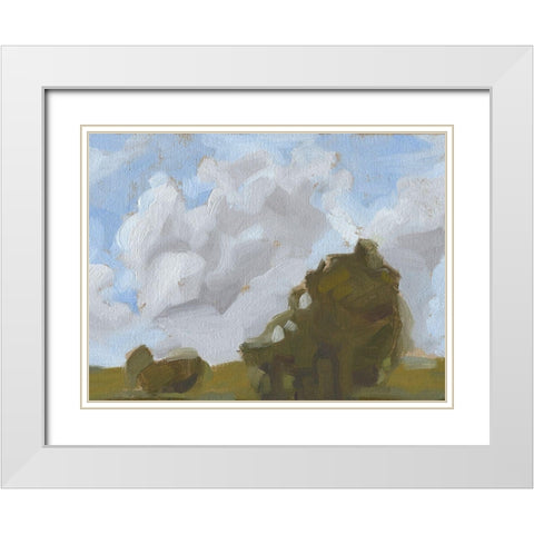Brushy Summer Sky II White Modern Wood Framed Art Print with Double Matting by Harper, Ethan