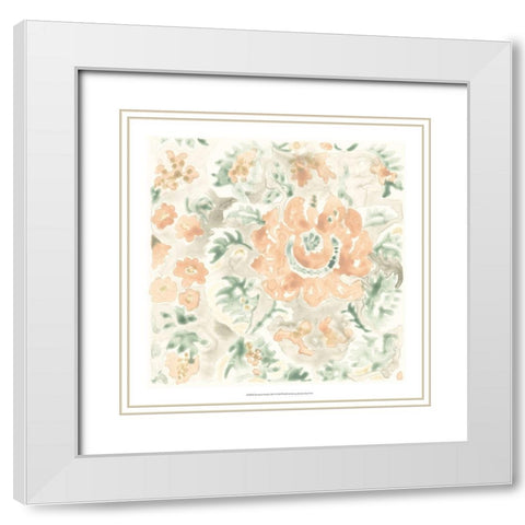Terracotta Garden Tile I White Modern Wood Framed Art Print with Double Matting by Vess, June Erica