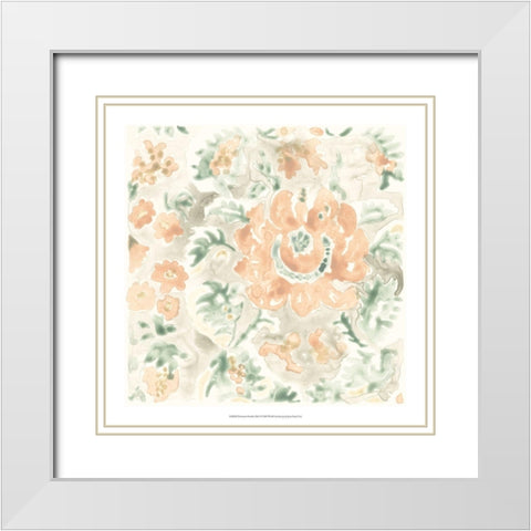 Terracotta Garden Tile I White Modern Wood Framed Art Print with Double Matting by Vess, June Erica
