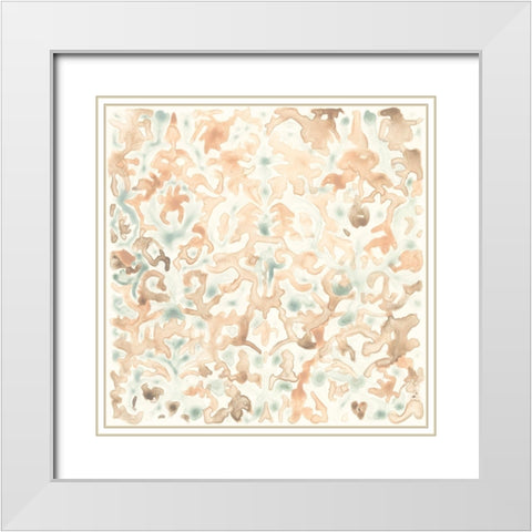 Terracotta Garden Tile II White Modern Wood Framed Art Print with Double Matting by Vess, June Erica