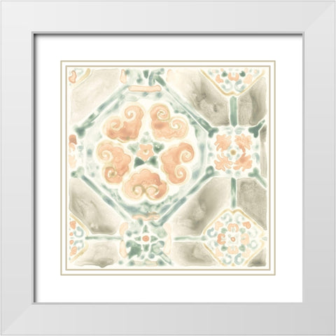 Terracotta Garden Tile III White Modern Wood Framed Art Print with Double Matting by Vess, June Erica