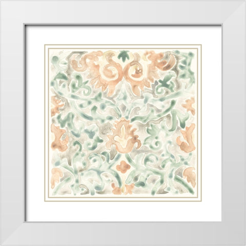 Terracotta Garden Tile V White Modern Wood Framed Art Print with Double Matting by Vess, June Erica