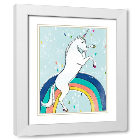 Funky Fun I White Modern Wood Framed Art Print with Double Matting by Vess, June Erica