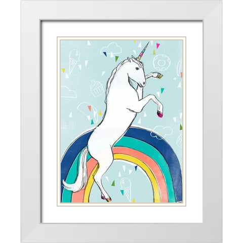 Funky Fun I White Modern Wood Framed Art Print with Double Matting by Vess, June Erica