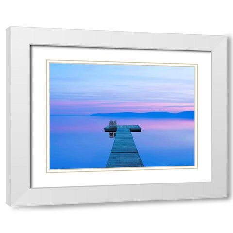 Lakescape I White Modern Wood Framed Art Print with Double Matting by McLoughlin, James