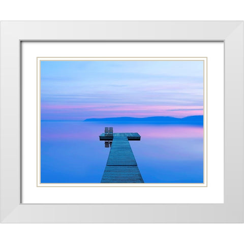 Lakescape I White Modern Wood Framed Art Print with Double Matting by McLoughlin, James
