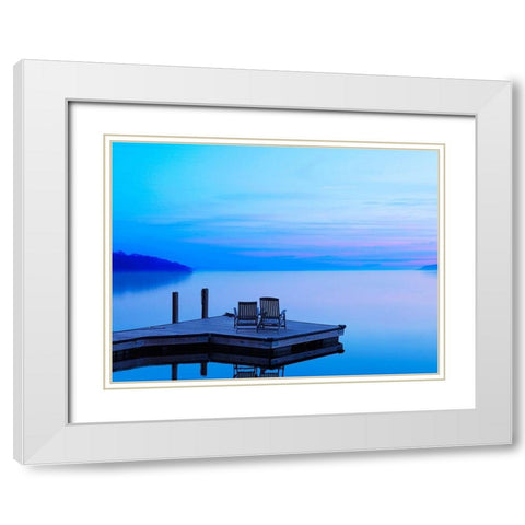 Lakescape II White Modern Wood Framed Art Print with Double Matting by McLoughlin, James