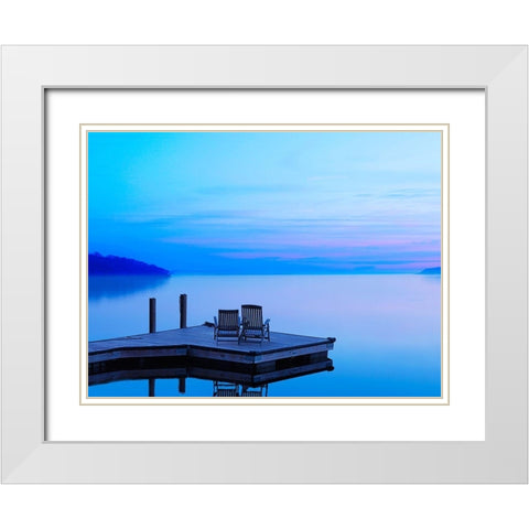 Lakescape II White Modern Wood Framed Art Print with Double Matting by McLoughlin, James