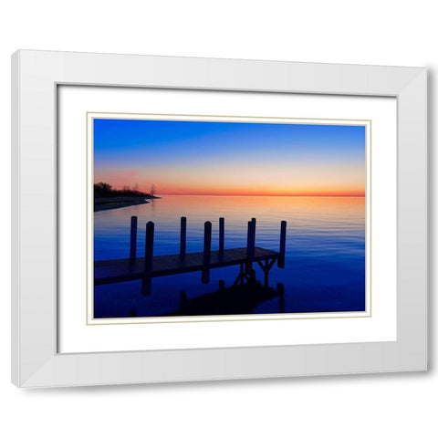 Lakescape V White Modern Wood Framed Art Print with Double Matting by McLoughlin, James