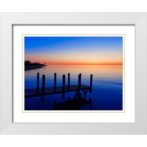 Lakescape V White Modern Wood Framed Art Print with Double Matting by McLoughlin, James