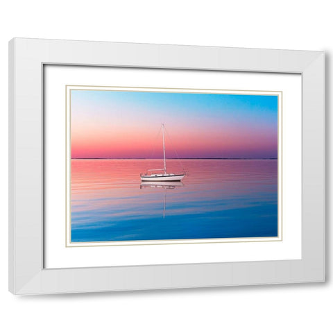 Lakescape VI White Modern Wood Framed Art Print with Double Matting by McLoughlin, James