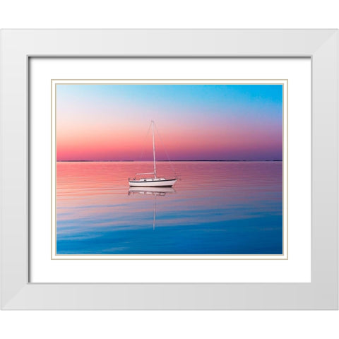 Lakescape VI White Modern Wood Framed Art Print with Double Matting by McLoughlin, James