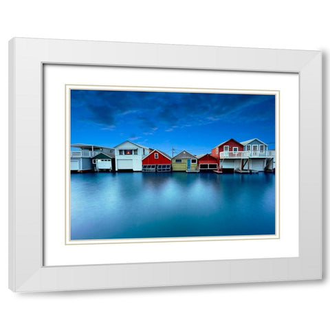 Lakescape IX White Modern Wood Framed Art Print with Double Matting by McLoughlin, James