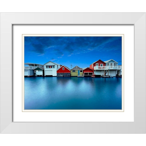 Lakescape IX White Modern Wood Framed Art Print with Double Matting by McLoughlin, James