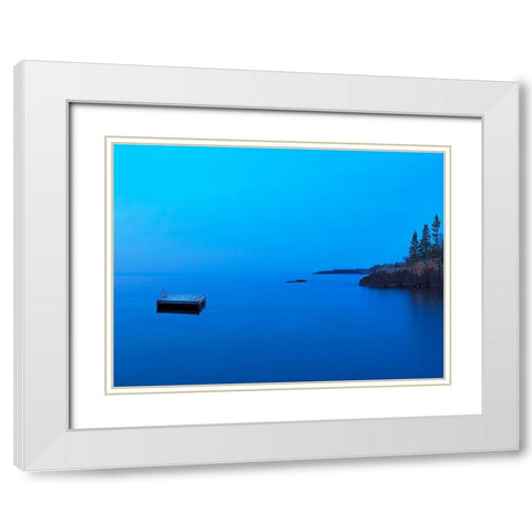 Lakescape XII White Modern Wood Framed Art Print with Double Matting by McLoughlin, James