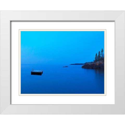 Lakescape XII White Modern Wood Framed Art Print with Double Matting by McLoughlin, James