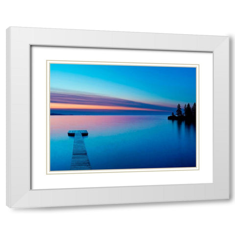 Lakescape XIII White Modern Wood Framed Art Print with Double Matting by McLoughlin, James