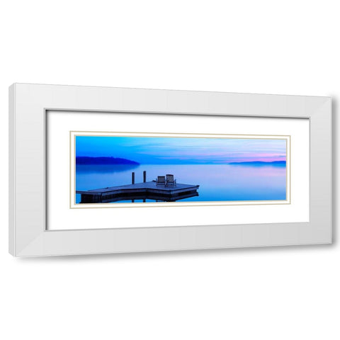Lakescape Panorama III White Modern Wood Framed Art Print with Double Matting by McLoughlin, James