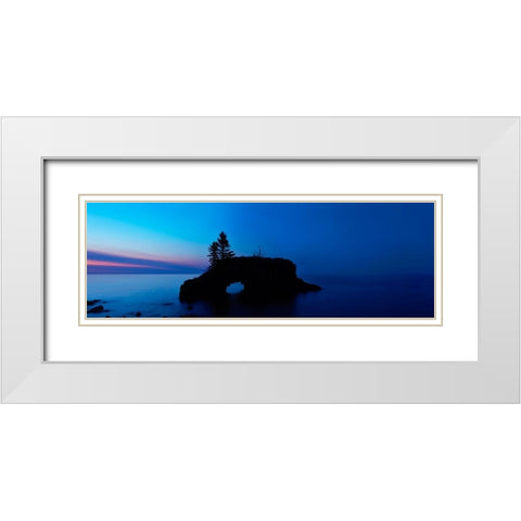 Lakescape Panorama IX White Modern Wood Framed Art Print with Double Matting by McLoughlin, James