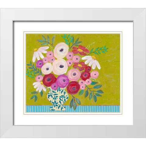 Bold Flowers I White Modern Wood Framed Art Print with Double Matting by Moore, Regina
