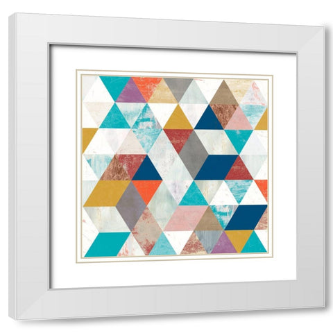 Bright Mosaic II White Modern Wood Framed Art Print with Double Matting by Borges, Victoria