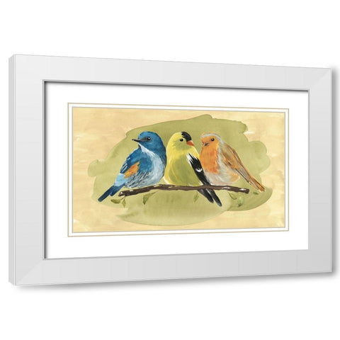 Bird Perch I White Modern Wood Framed Art Print with Double Matting by Warren, Annie