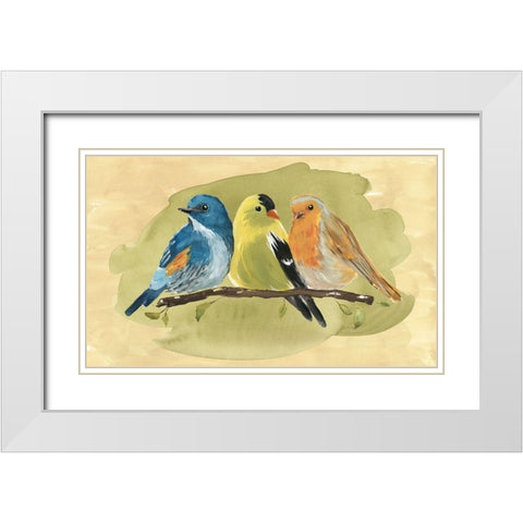 Bird Perch I White Modern Wood Framed Art Print with Double Matting by Warren, Annie