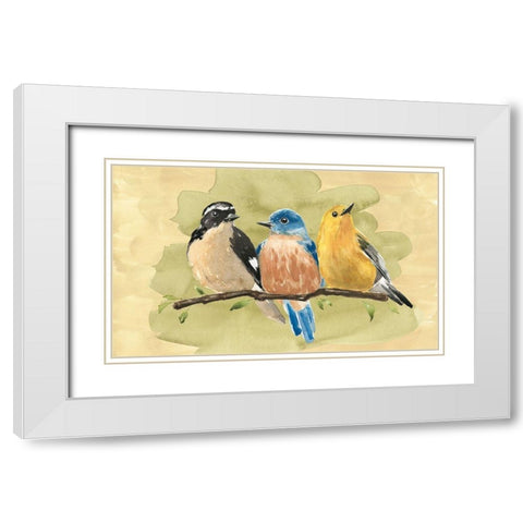 Bird Perch IV White Modern Wood Framed Art Print with Double Matting by Warren, Annie