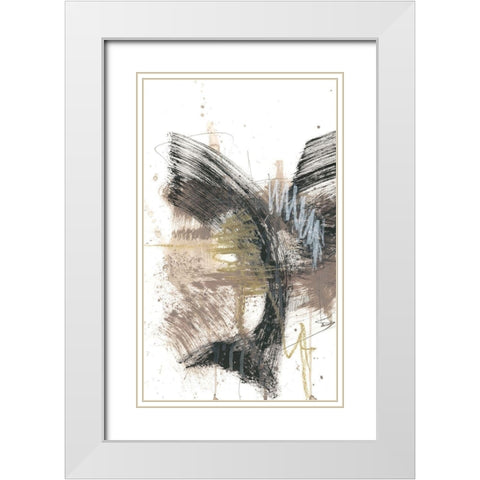 Black, Gold and Taupe I White Modern Wood Framed Art Print with Double Matting by Goldberger, Jennifer