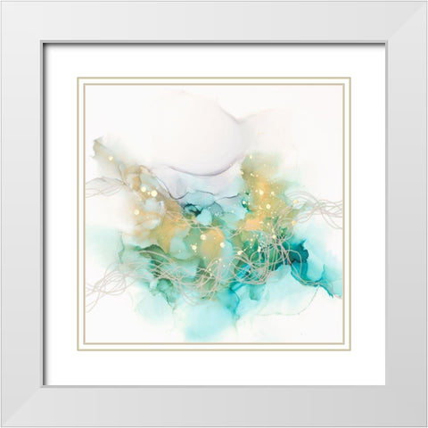 Interwoven Metallics I White Modern Wood Framed Art Print with Double Matting by Goldberger, Jennifer