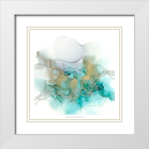 Interwoven Metallics I White Modern Wood Framed Art Print with Double Matting by Goldberger, Jennifer