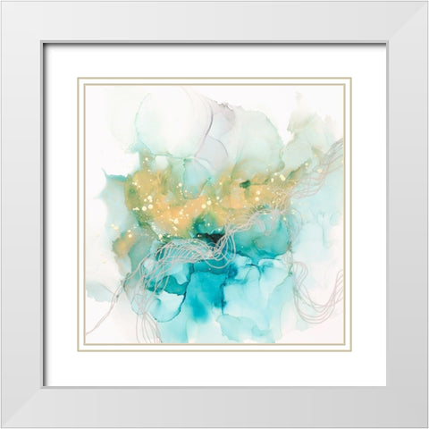 Interwoven Metallics II White Modern Wood Framed Art Print with Double Matting by Goldberger, Jennifer