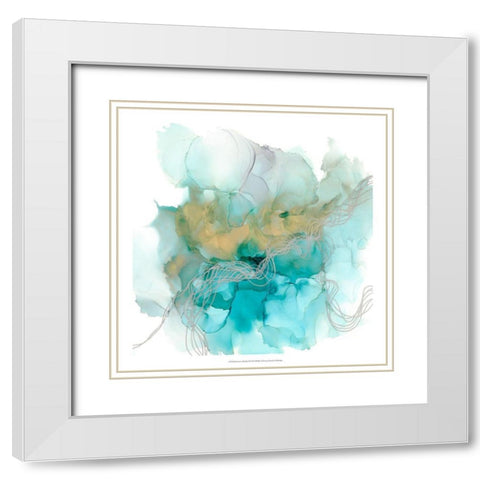 Interwoven Metallics II White Modern Wood Framed Art Print with Double Matting by Goldberger, Jennifer