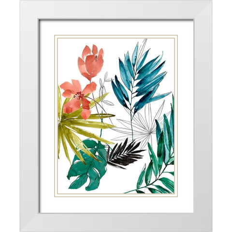 Tropical Composition I White Modern Wood Framed Art Print with Double Matting by Goldberger, Jennifer