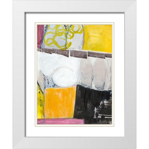 Abstract #27-C White Modern Wood Framed Art Print with Double Matting by Fuchs, Jodi