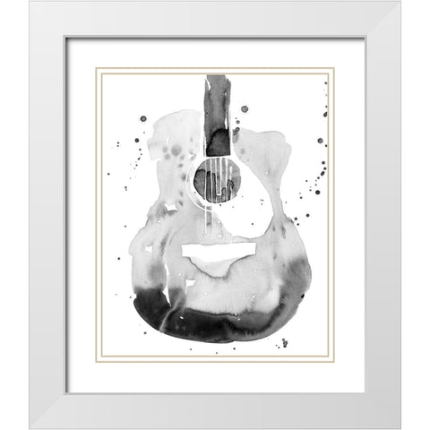 Guitar Flow II White Modern Wood Framed Art Print with Double Matting by Warren, Annie