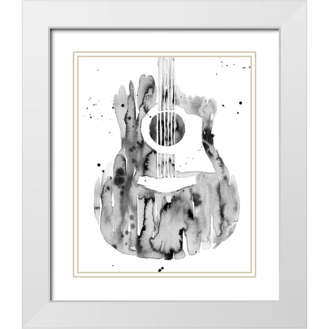 Guitar Flow III White Modern Wood Framed Art Print with Double Matting by Warren, Annie