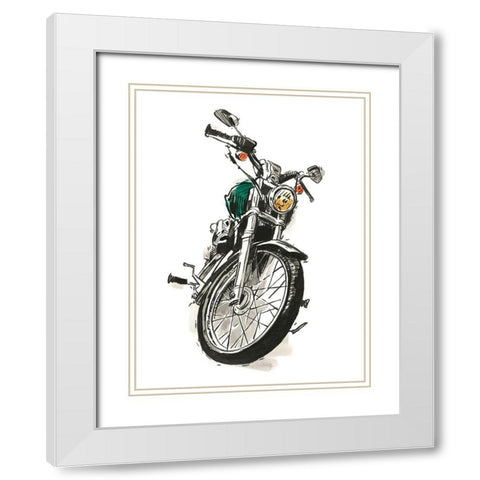 Motorcycles in Ink I White Modern Wood Framed Art Print with Double Matting by Warren, Annie