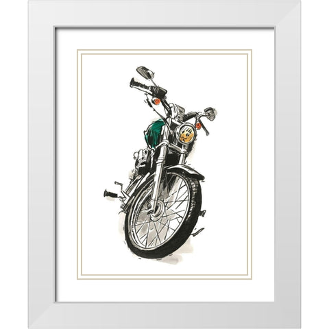 Motorcycles in Ink I White Modern Wood Framed Art Print with Double Matting by Warren, Annie