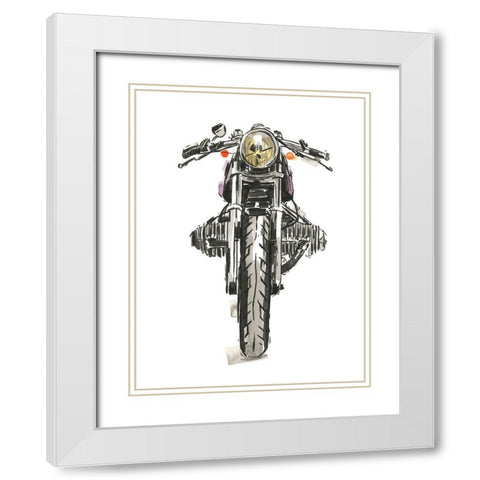 Motorcycles in Ink II White Modern Wood Framed Art Print with Double Matting by Warren, Annie