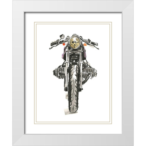 Motorcycles in Ink II White Modern Wood Framed Art Print with Double Matting by Warren, Annie