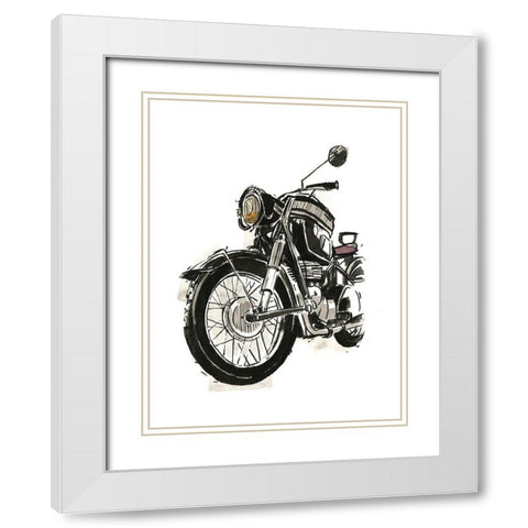 Motorcycles in Ink IV White Modern Wood Framed Art Print with Double Matting by Warren, Annie