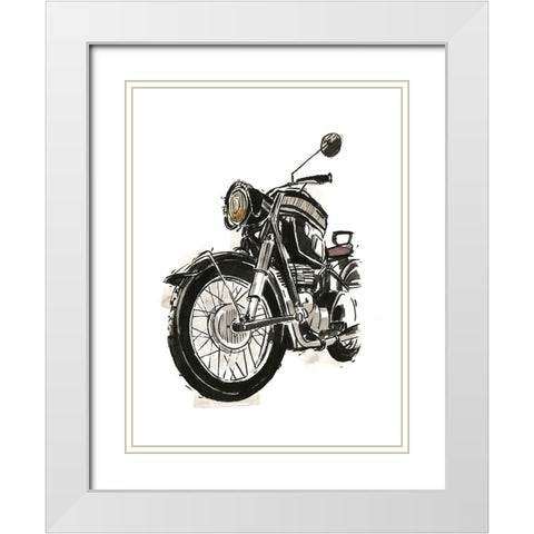 Motorcycles in Ink IV White Modern Wood Framed Art Print with Double Matting by Warren, Annie